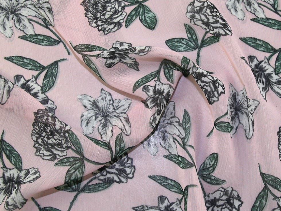Pink Deadstock Crinkle Sheer Chiffon Fabric