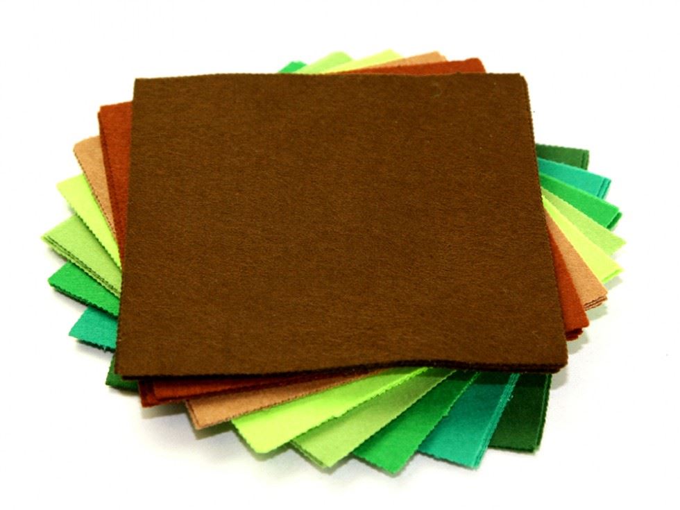 Acrylic Felt Fabric Packs Browns & Greens
 