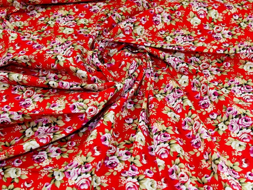 Deadstock 100% Cotton Poplin Fabric Red
 