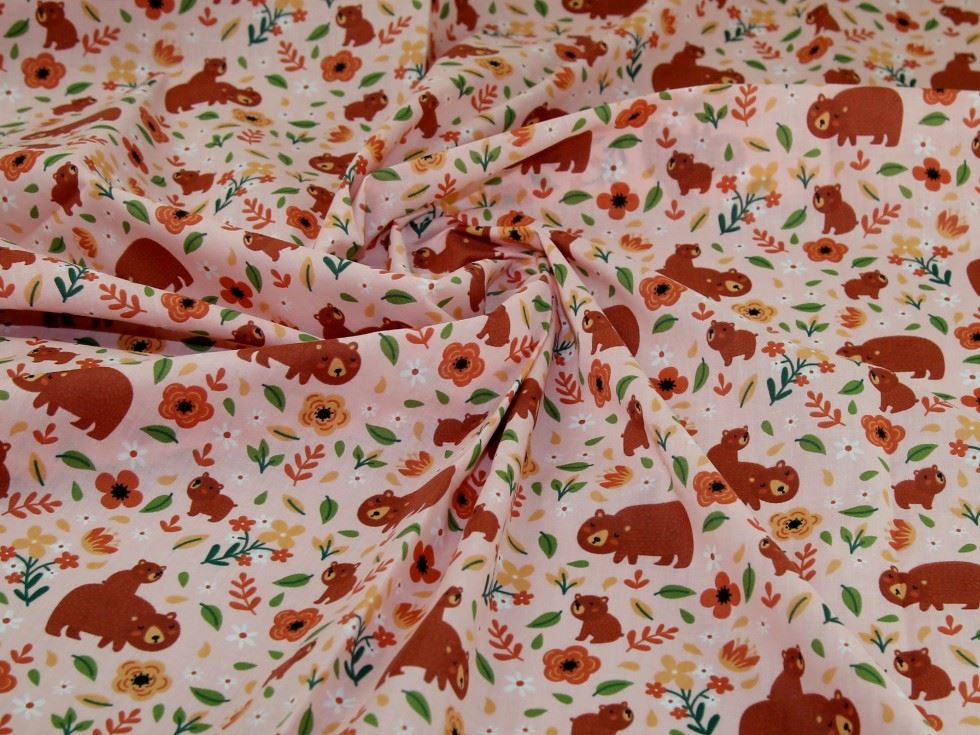Pink Printed Polycotton Fabric