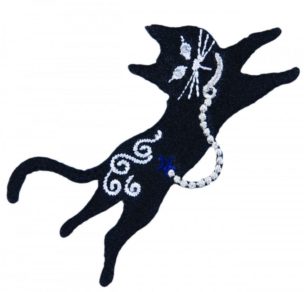 Craft Factory Black/Silver Patch Motif Cat