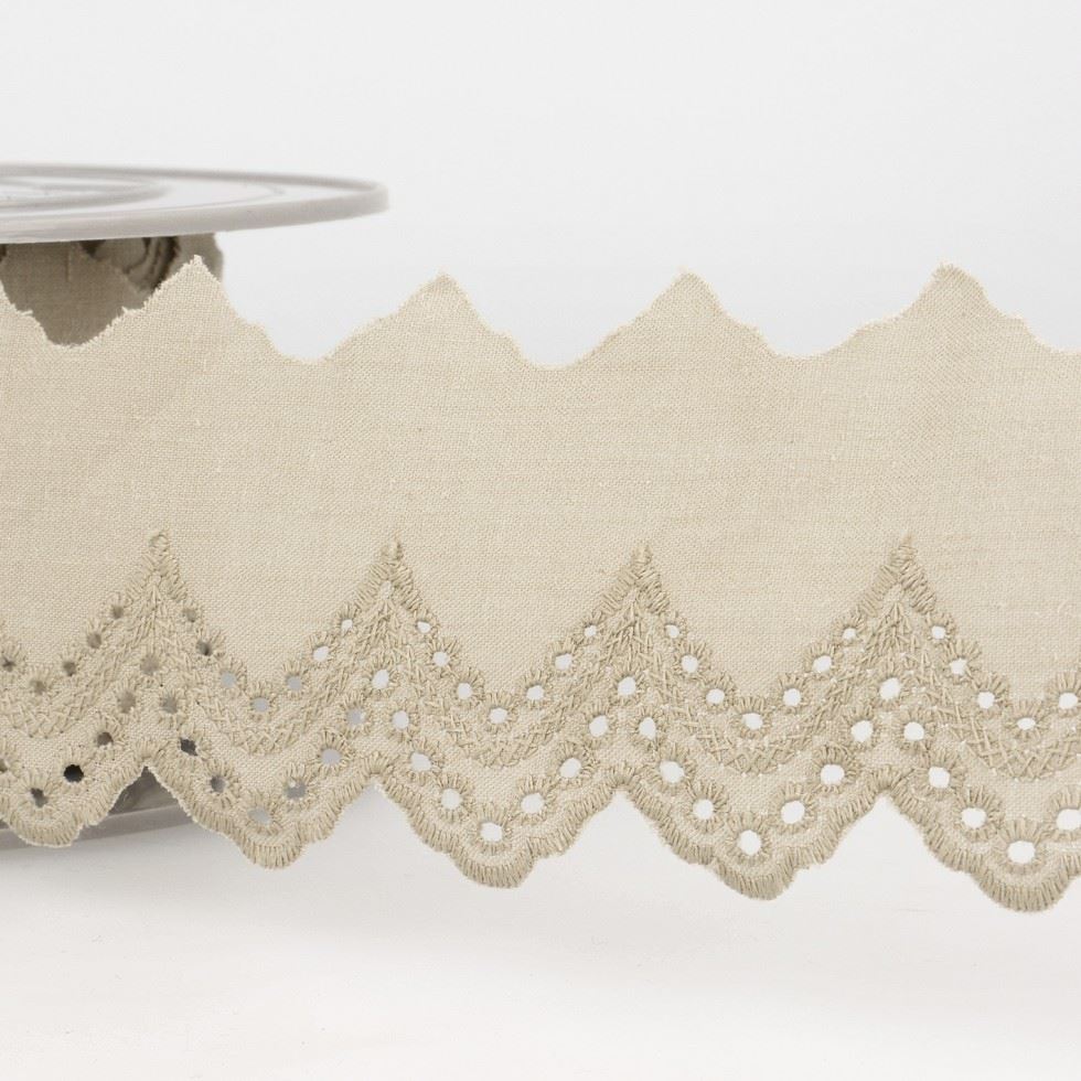 Stephanoise Eyelet Lace Trim Taupe
 