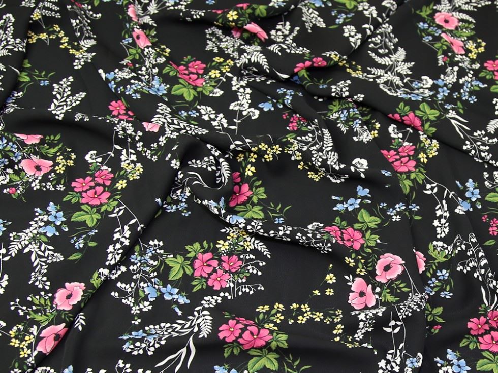Black Deadstock Polyester Georgette Fabric