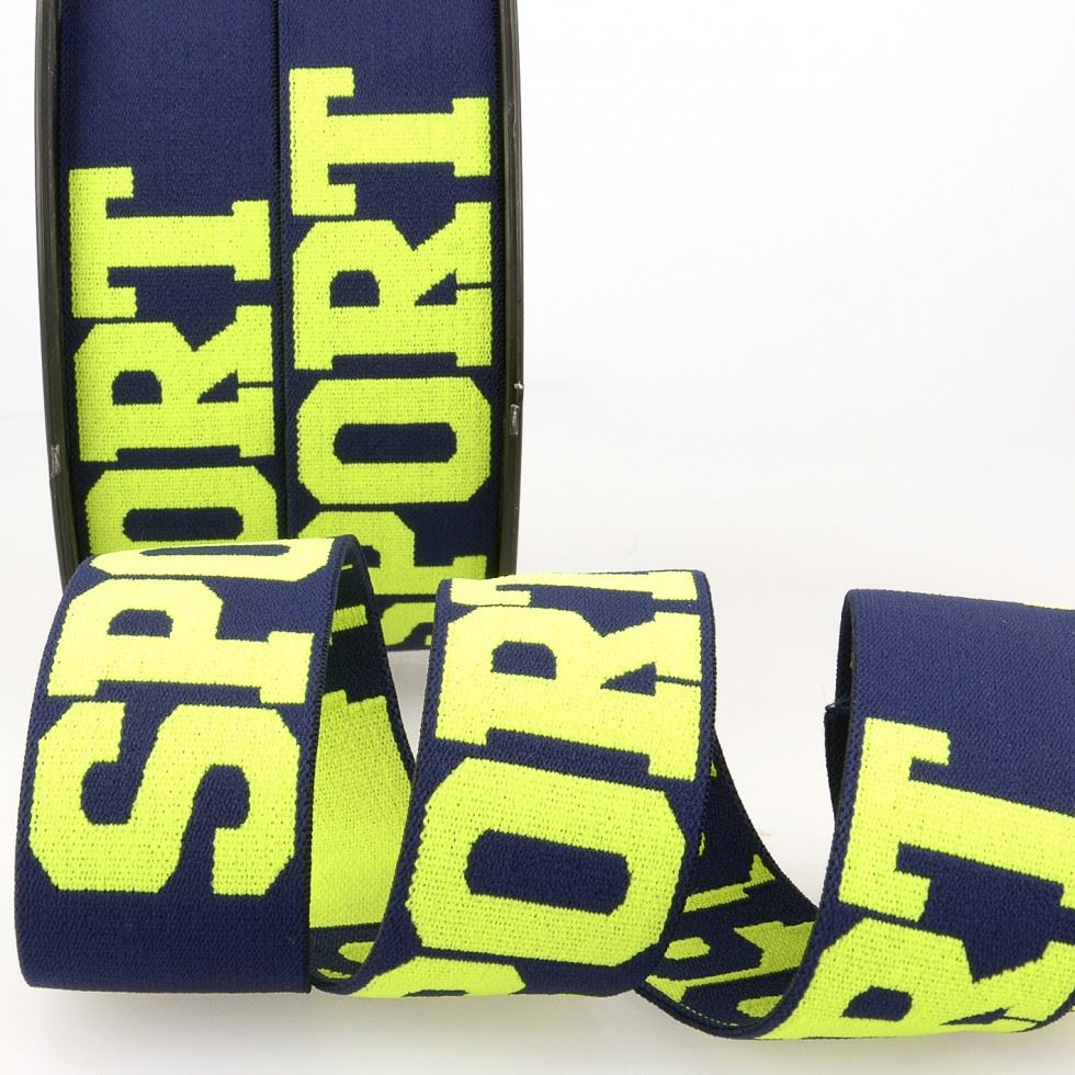 Stephanoise Sport Waistband Elastic Navy Blue Fluo Green