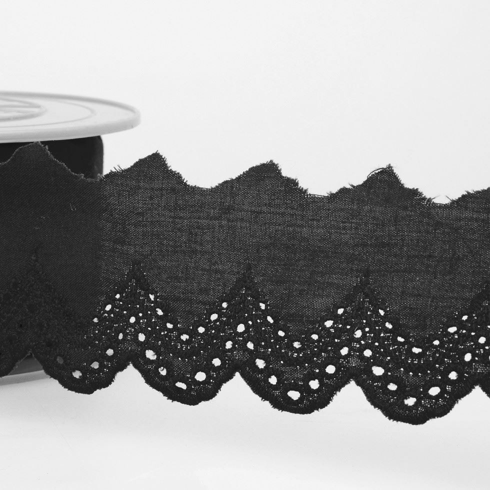 Stephanoise Eyelet Lace Trim Black
 