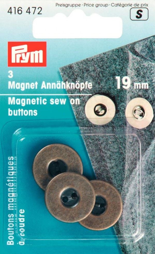 Prym Antique Bronze Magnetic Sew On Buttons