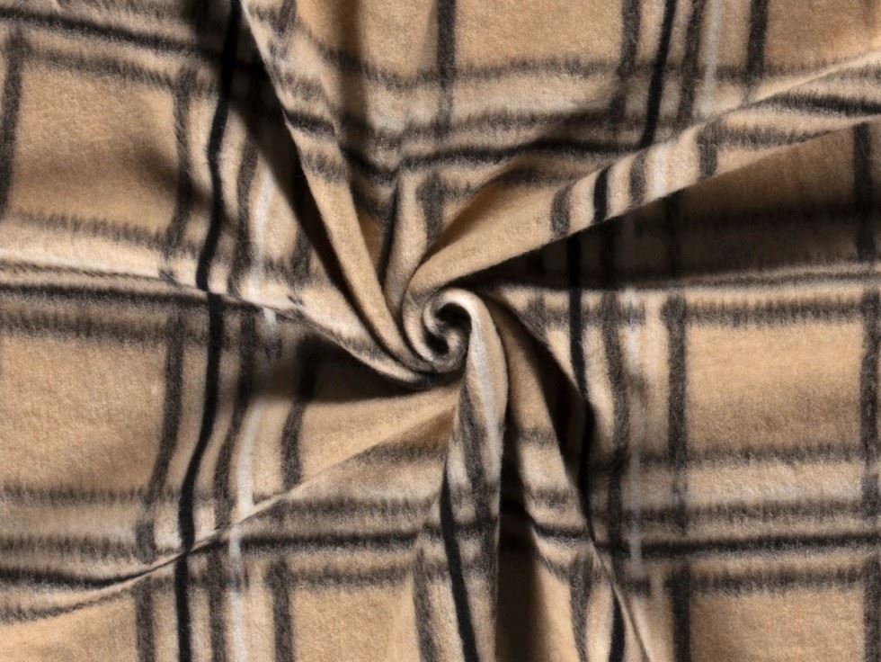 Wool Blend Knit Coating Fabric Beige
 