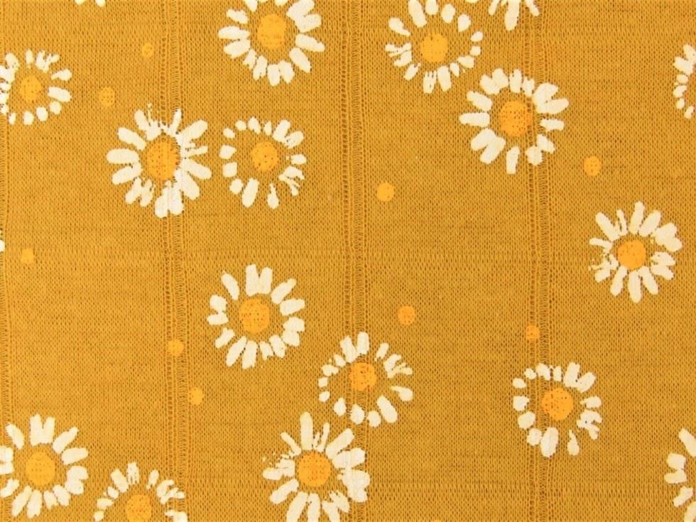 Ochre Quilted Textured Stretch Knit Fabric