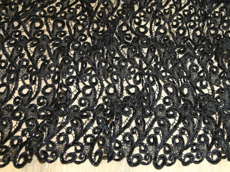 Black Deadstock Heavy Guipure Lace Fabric