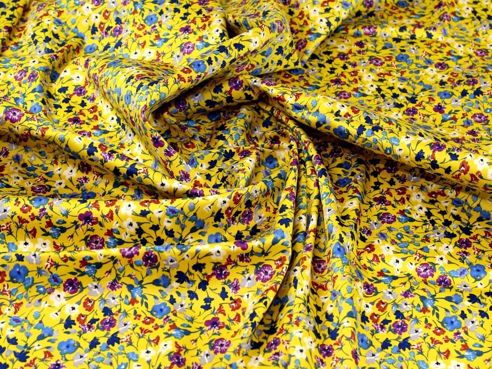 John Louden Yellow Woven Stretch Cotton Sateen Fabric