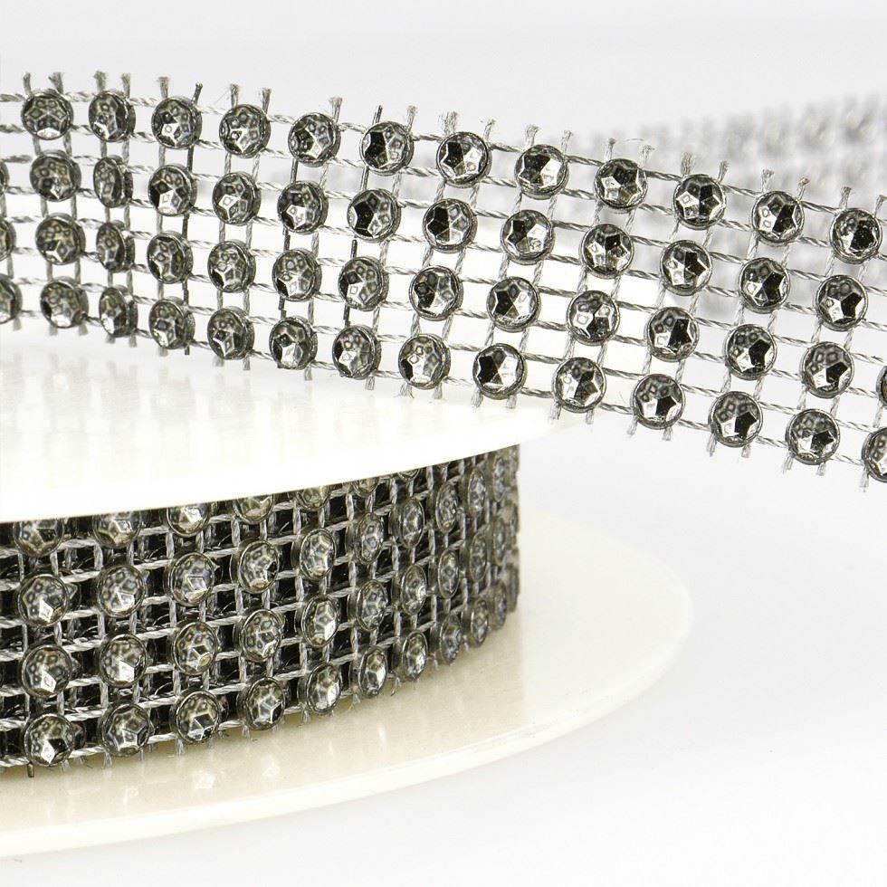 Stephanoise Sequin & Bead Trim Grey Silver
 