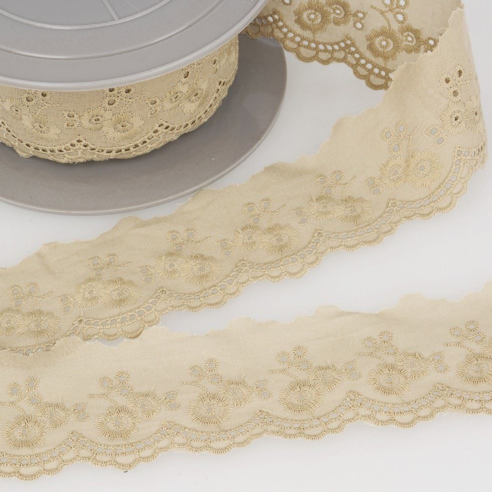 Stephanoise Eyelet Lace Trim Beige
 