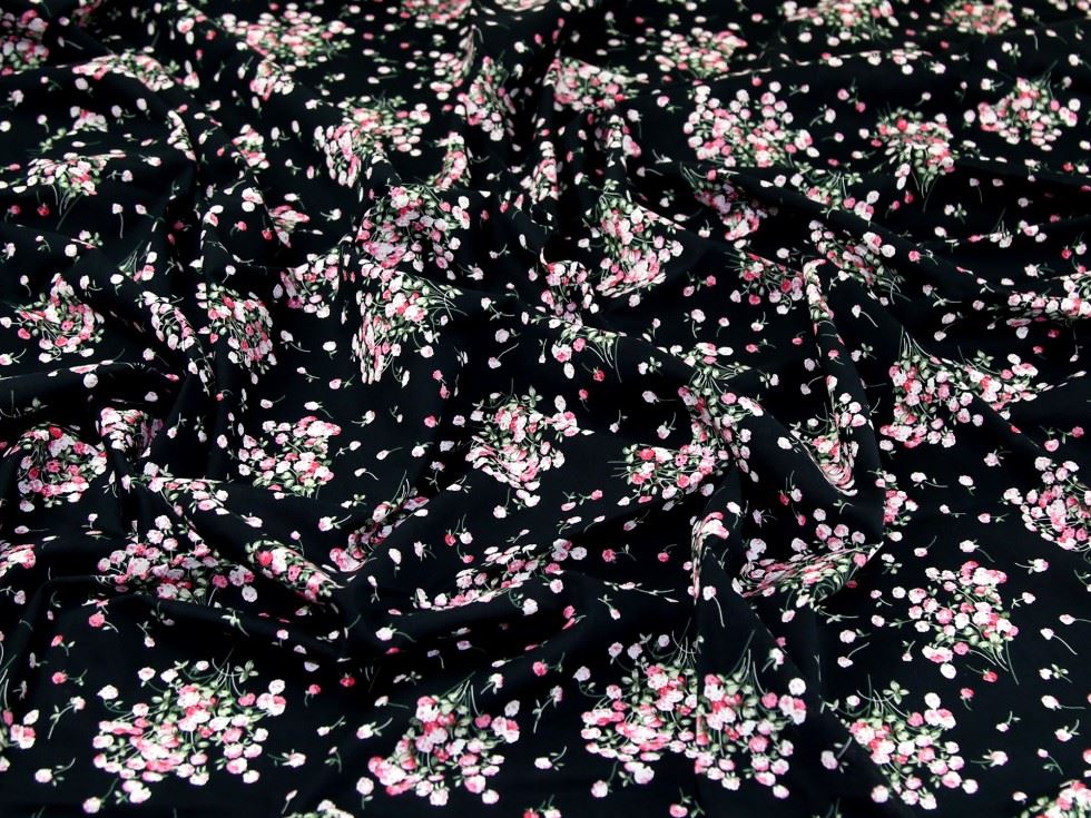 Cotton Lawn Fabric Pink & Black