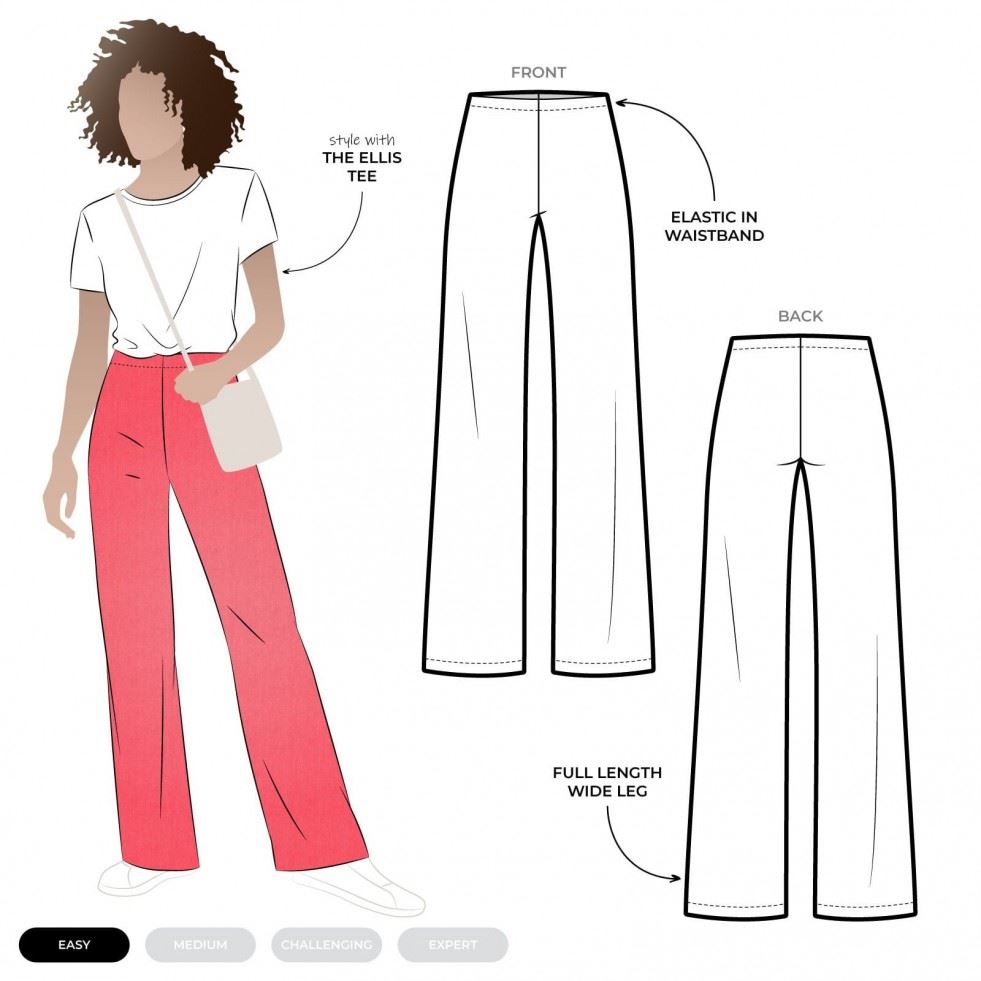 Style Arc Sewing Pattern Sue Palazzo Knit Pants