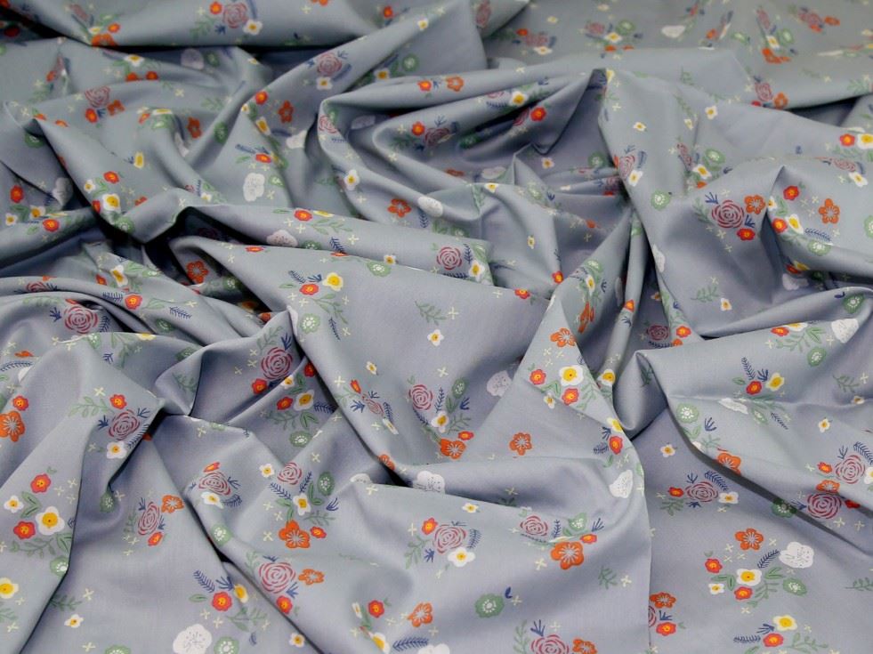 Deadstock 100% Cotton Poplin Fabric Blue Grey
 