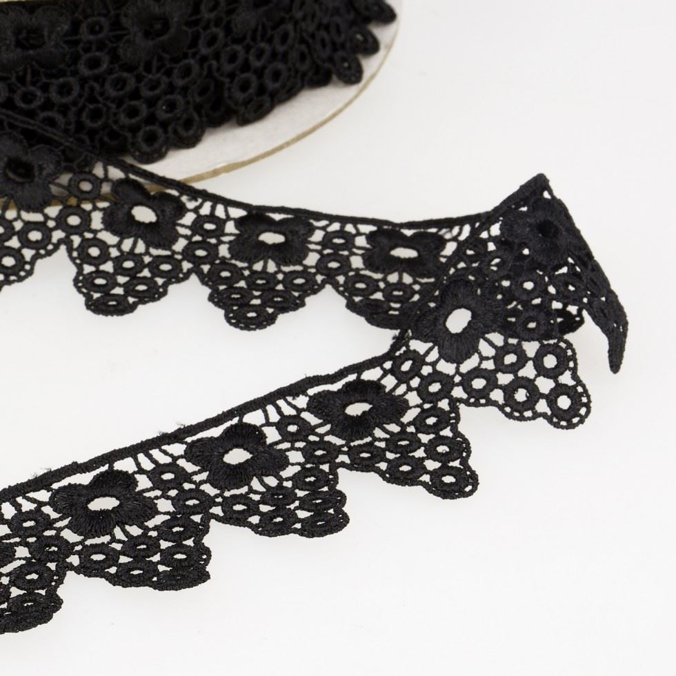 Stephanoise Guipure Lace Trim Black