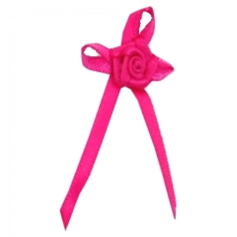 Berisfords 175 Shocking Pink Long Ribbon Rose Centred Bows
