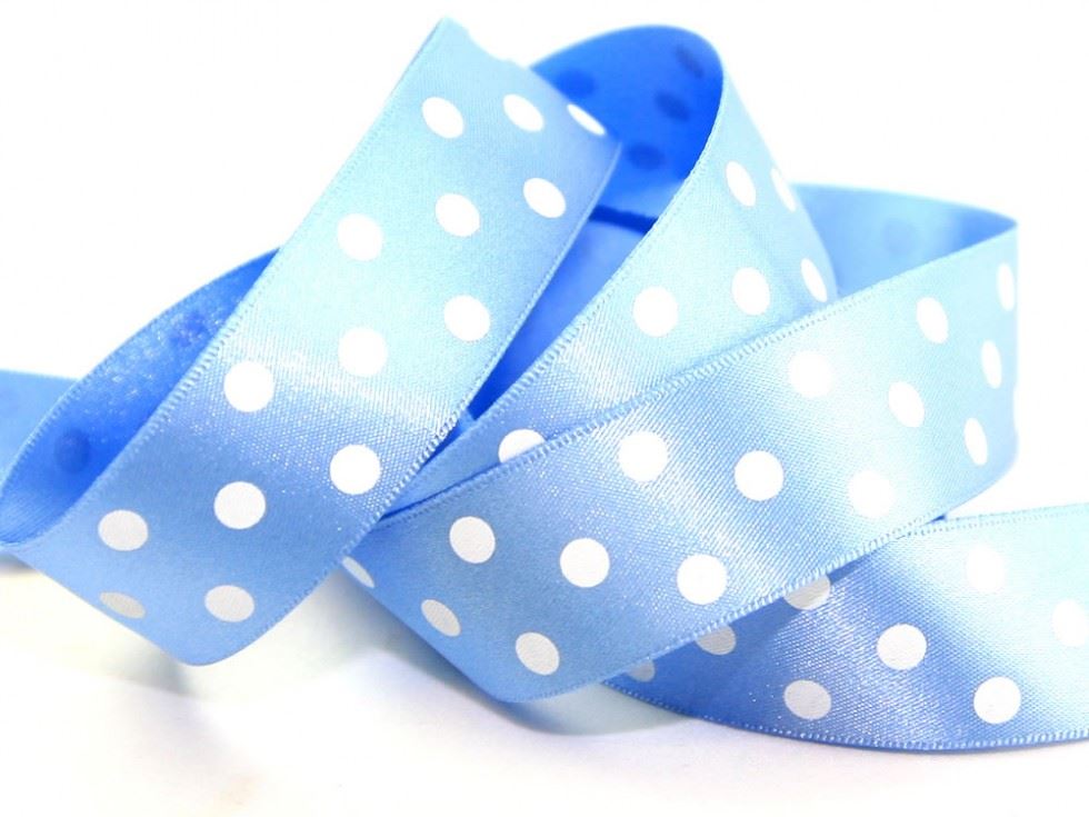 Berisfords 76 Cornflower Polka Dot Ribbon (Value Roll)