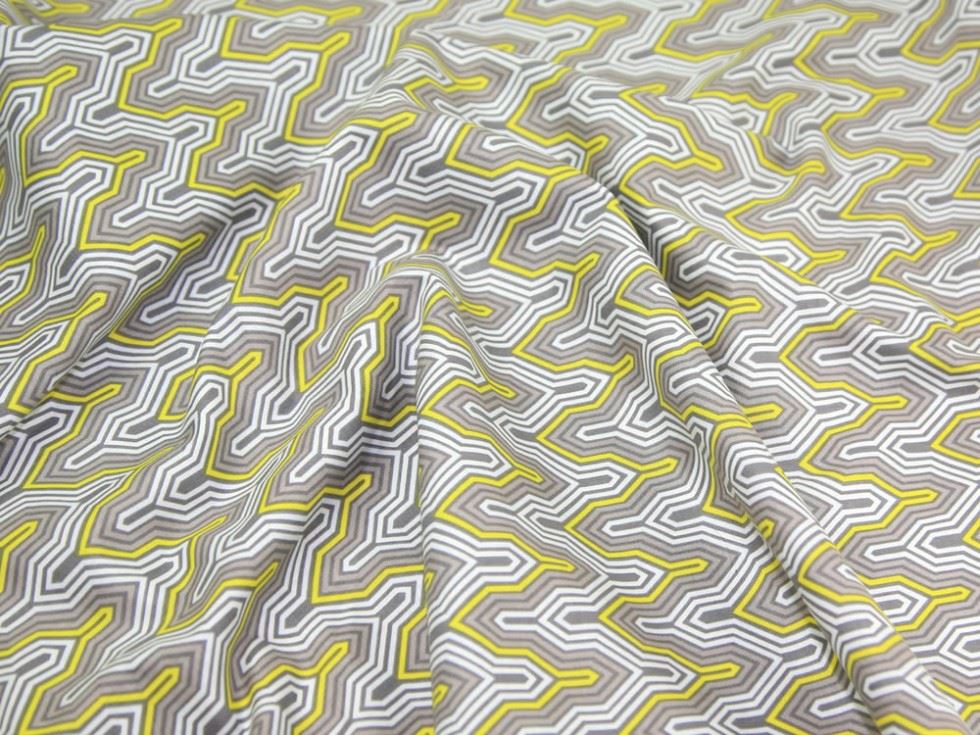 Camelot Fabrics Yellow & Grey 100% Cotton Poplin Fabric