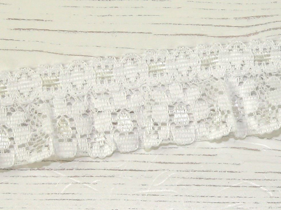 Frilled Nylon Slot Lace Trim White
 