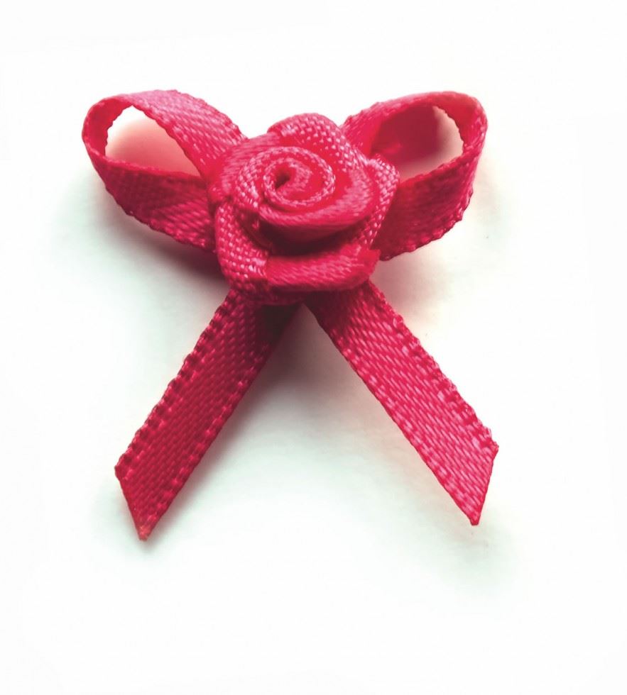 Berisfords 175 Shocking Pink Ribbon Rose Centred Bows