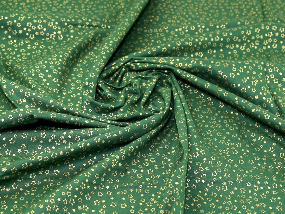 John Louden Metallic 100% Cotton Fabric Green