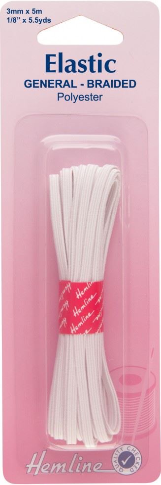 Hemline White General Purpose Elastic