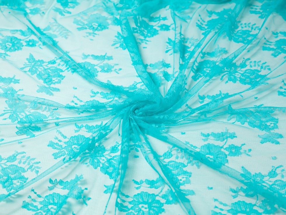 Aqua Deadstock Chantilly Tulle Lace Fabric