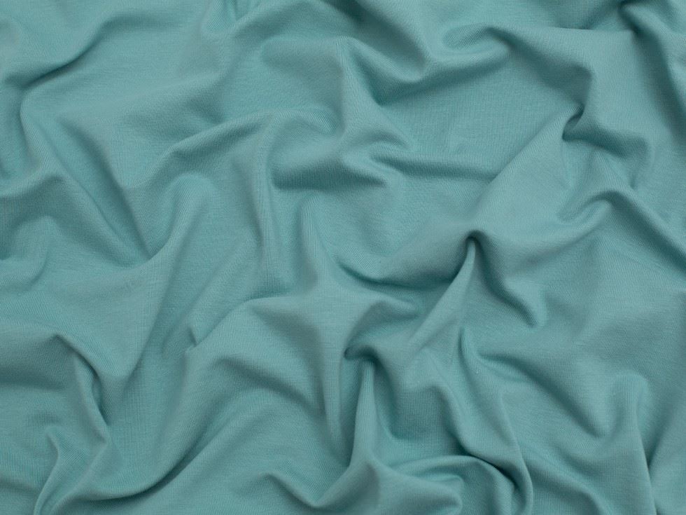 Minerva Core Range Duck Egg Organic Cotton Jersey Stretch Knit Fabric