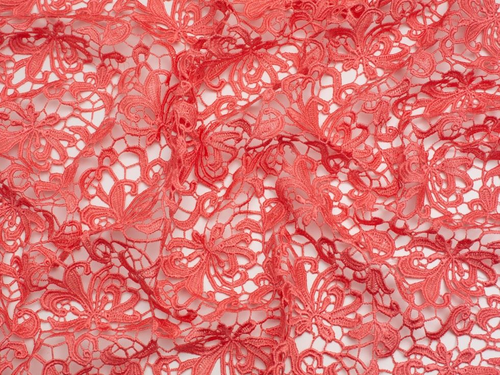 Minerva Core Range Coral Heavy Guipure Lace Fabric