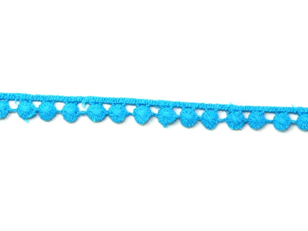 Embroidered Pom Poms Lace Trim Turquoise
 