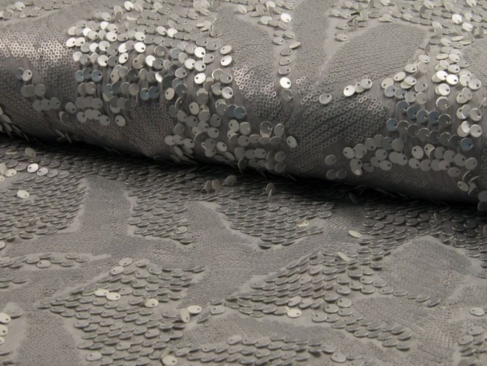 Silver Deadstock Sequin Stretch Knit Fabric