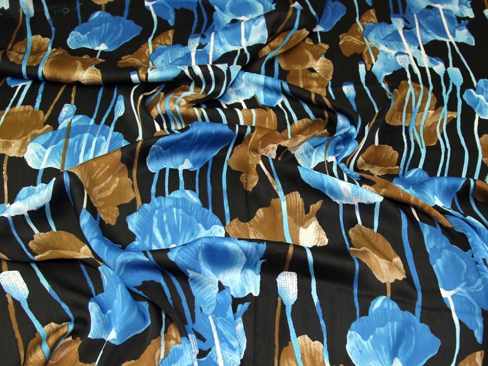 Turquoise Deadstock Crinkle Satin Fabric