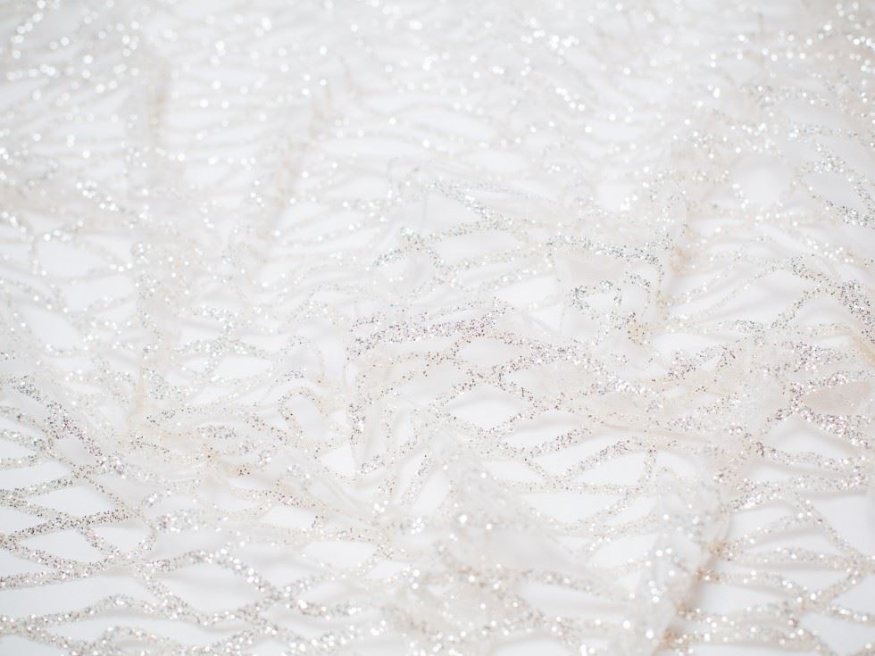 Minerva Core Range Ivory Sparta Metallic Lace Fabric