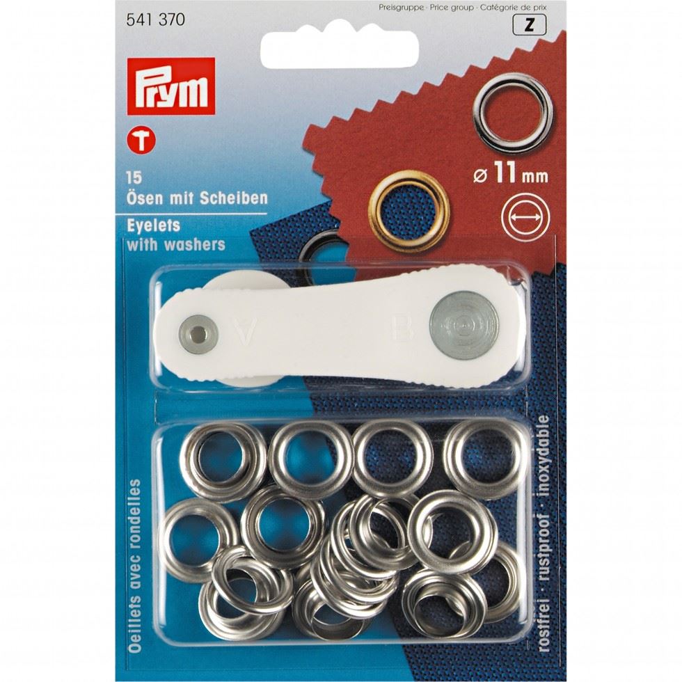 Prym Ösen mit Scheiben silber 11mm 15 Stück