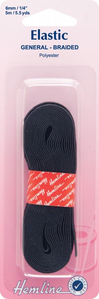 Hemline Black General Purpose Elastic