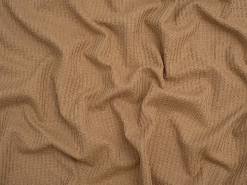 Minerva Core Range Waffle Textured Stretch Knit Fabric Beige-image