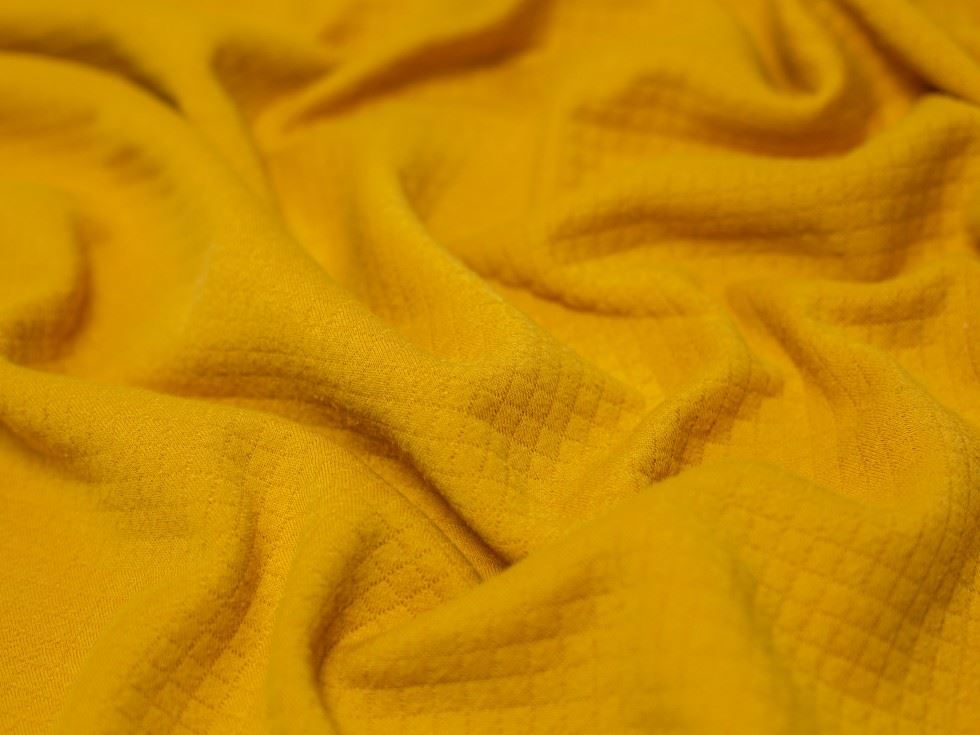 Ochre Quilted Textured Stretch Knit Fabric