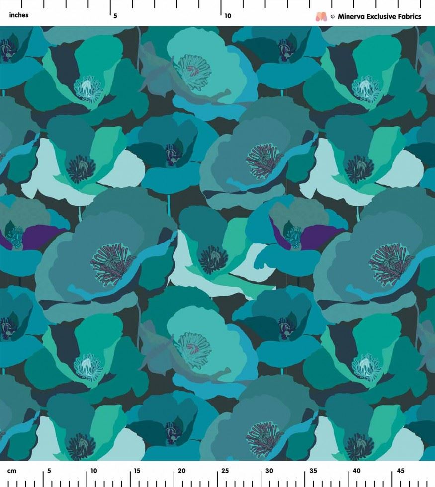 Minerva Exclusive Linen Fabric - POD - Positively Poppies - per metre - Picture 5 of 8