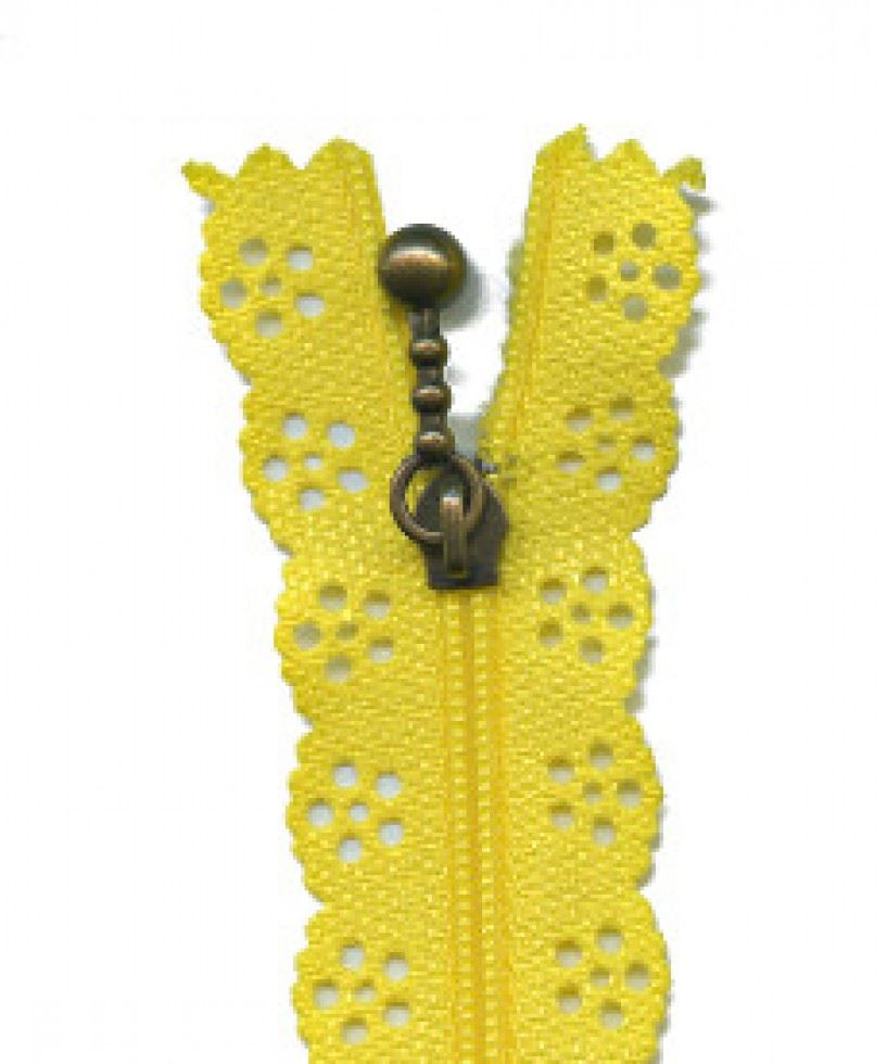 Flower Lace Dress Zips Yellow