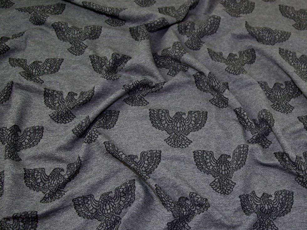 Dark Grey Deadstock Jacquard Stretch Knit Fabric
