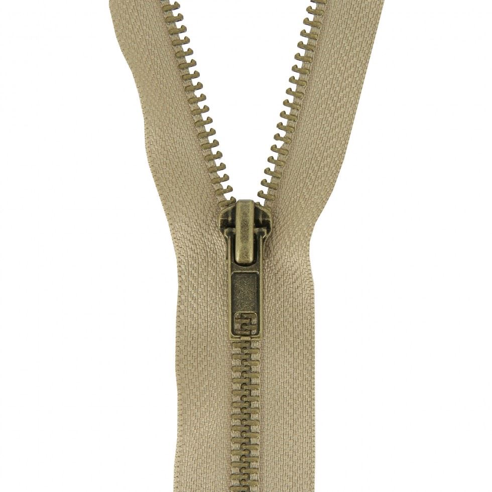 Milward Brass Metal Jacket Open End Zips Fawn