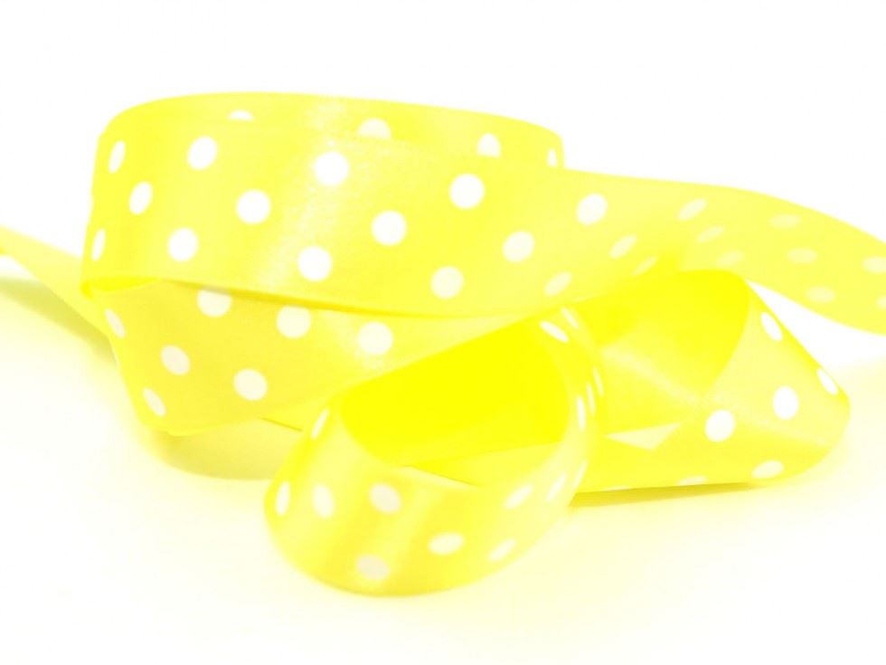 Berisfords 5 Lemon Polka Dot Ribbon (Value Roll)