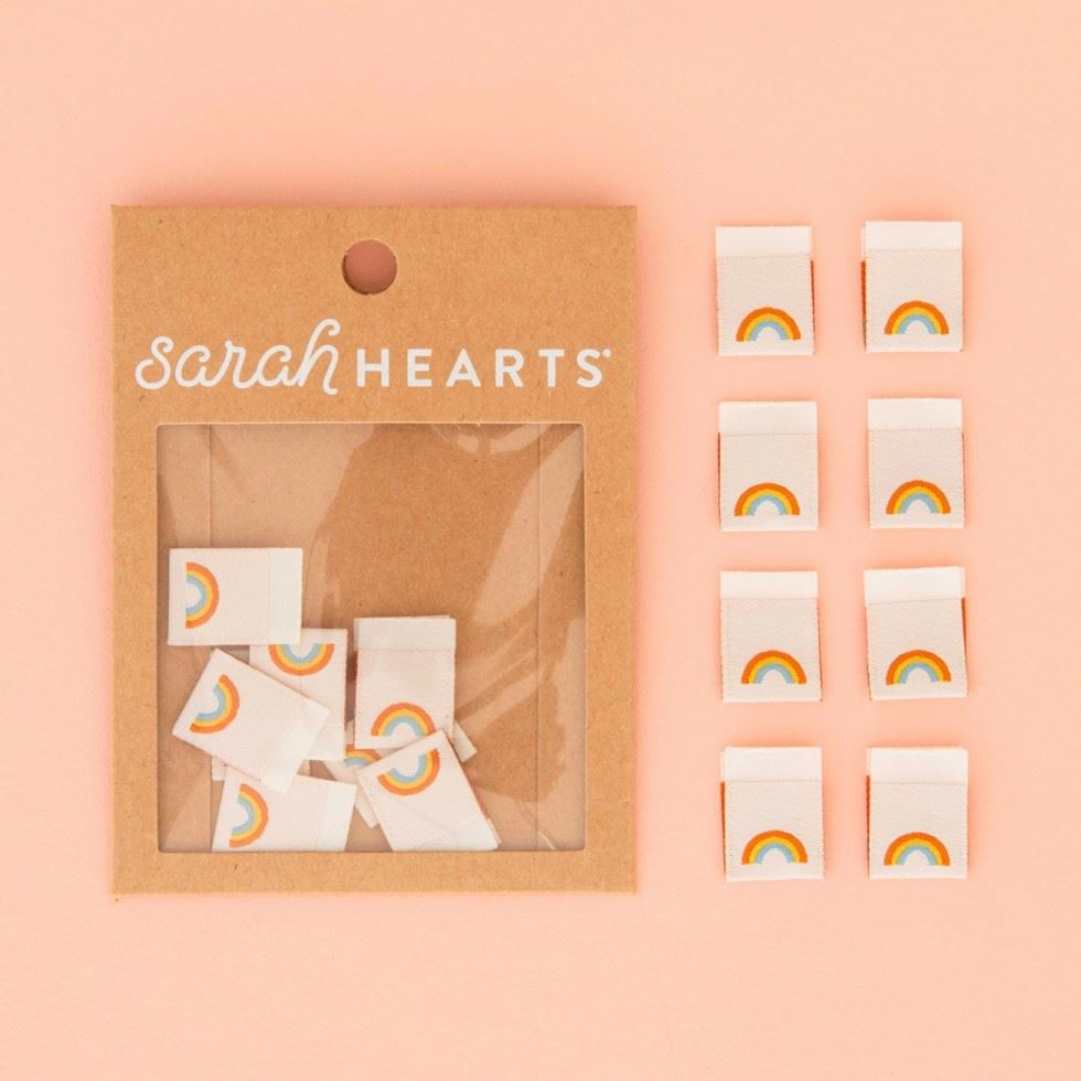 Sarah Hearts Mini Rainbow Woven Labels
 