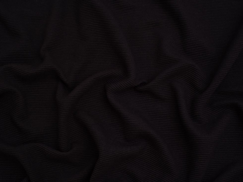 Minerva Core Range Black Cotton Ottoman Rib Stretch Knit Fabric