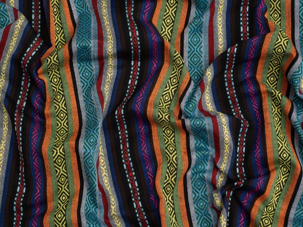 Minerva Core Range Mexico Woven Stripe Jacquard Canvas Fabric Indigo Blue
 