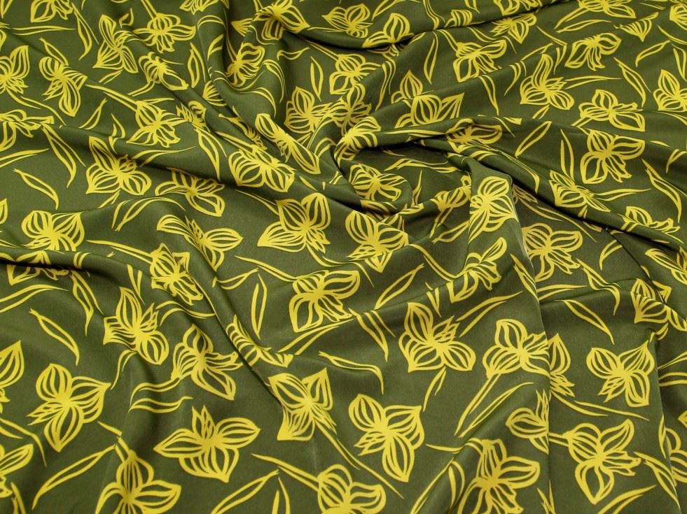 John Louden Olive Peachskin Crepe Fabric