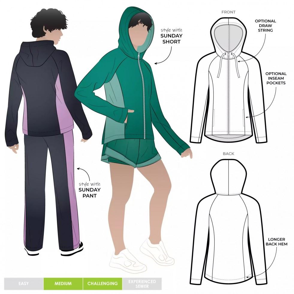 Style Arc Paper Sewing Pattern Sunday Zip Jacket