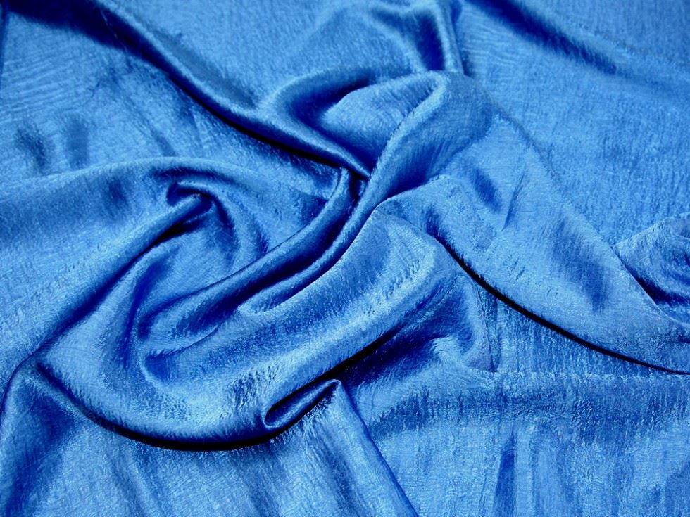 Royal Blue Deadstock Soire Crinkle Satin Fabric