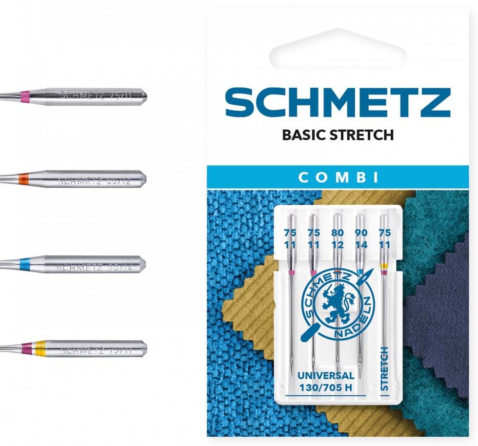 Combi Basic Stretch Assorted Universal, Denim & Stretch Sewing Machine Needle
 